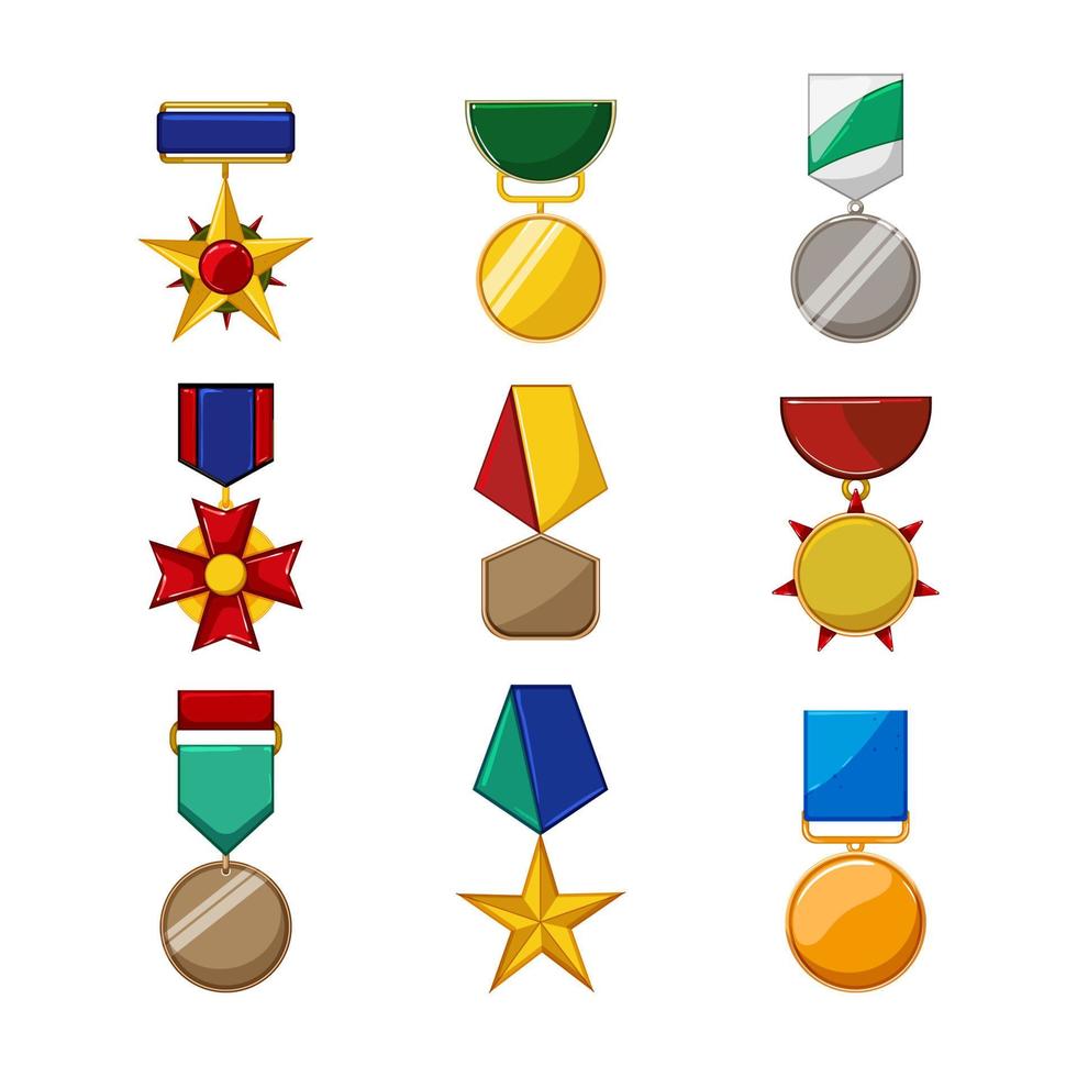 ilustração em vetor desenho animado conjunto medalha militar