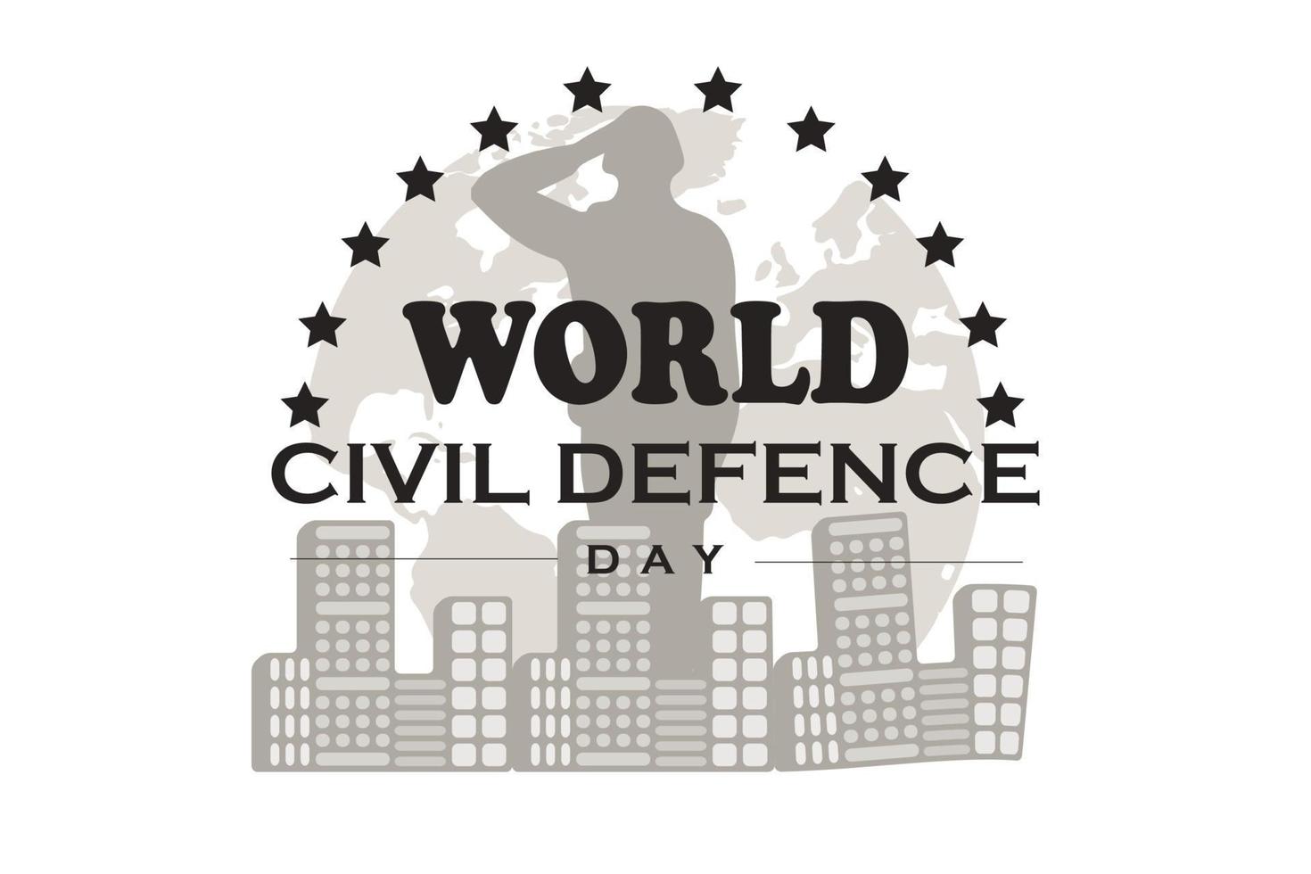 dia mundial da defesa civil. exército, mapa do mundo. desenhos vetoriais. adequado para banners, sites, cartazes, modelos, aplicativos, planos de fundo e outros vetor