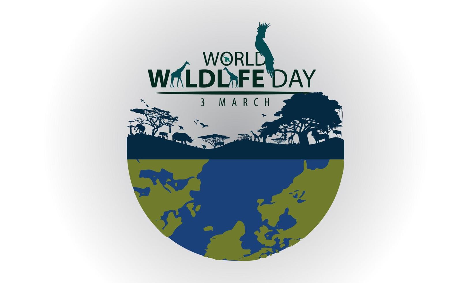 festividades do dia mundial da vida selvagem, animais, terra e floresta. design vetorial adequado para banners, planos de fundo. vetor
