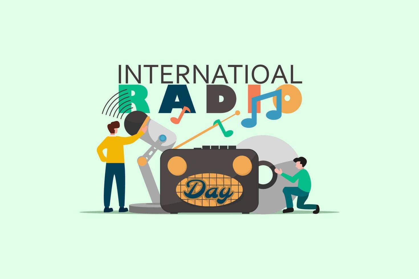 conceito de gráfico vetorial de ilustração do dia mundial do rádio vetor