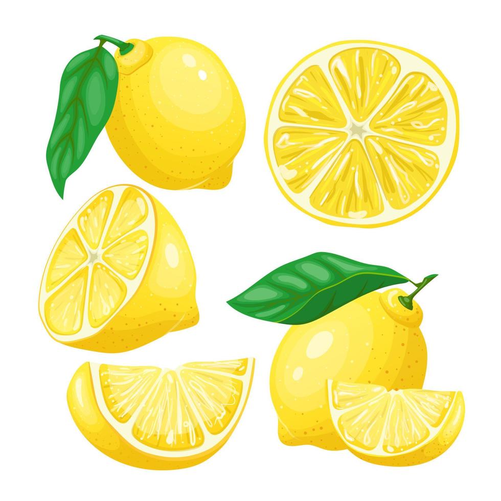ilustração em vetor desenho animado conjunto de frutas amarelas limão
