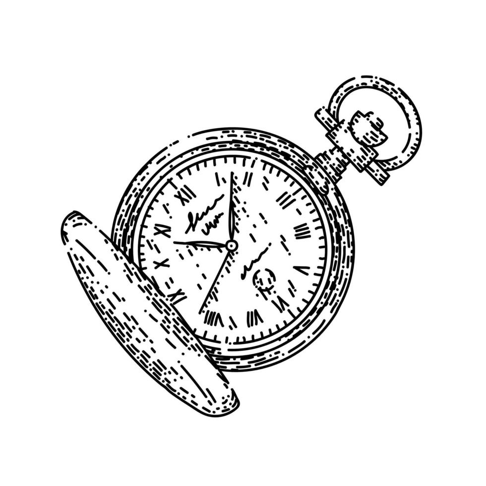 esboço de bolso de relógio de ouro vetor desenhado à mão