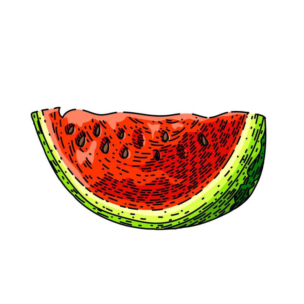 esboço de fatia de melancia vetor desenhado à mão