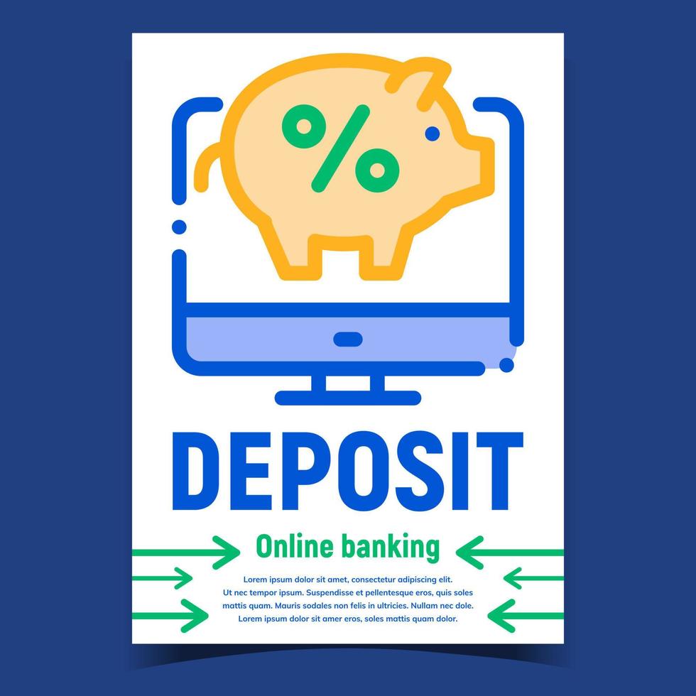 vetor de cartaz de promoção de banco on-line de depósito