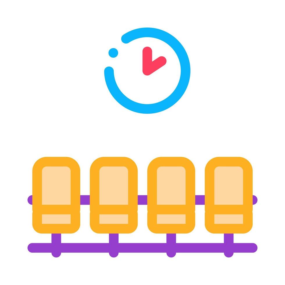 ícone de cadeiras de sala de espera do aeroporto vetor de linha fina