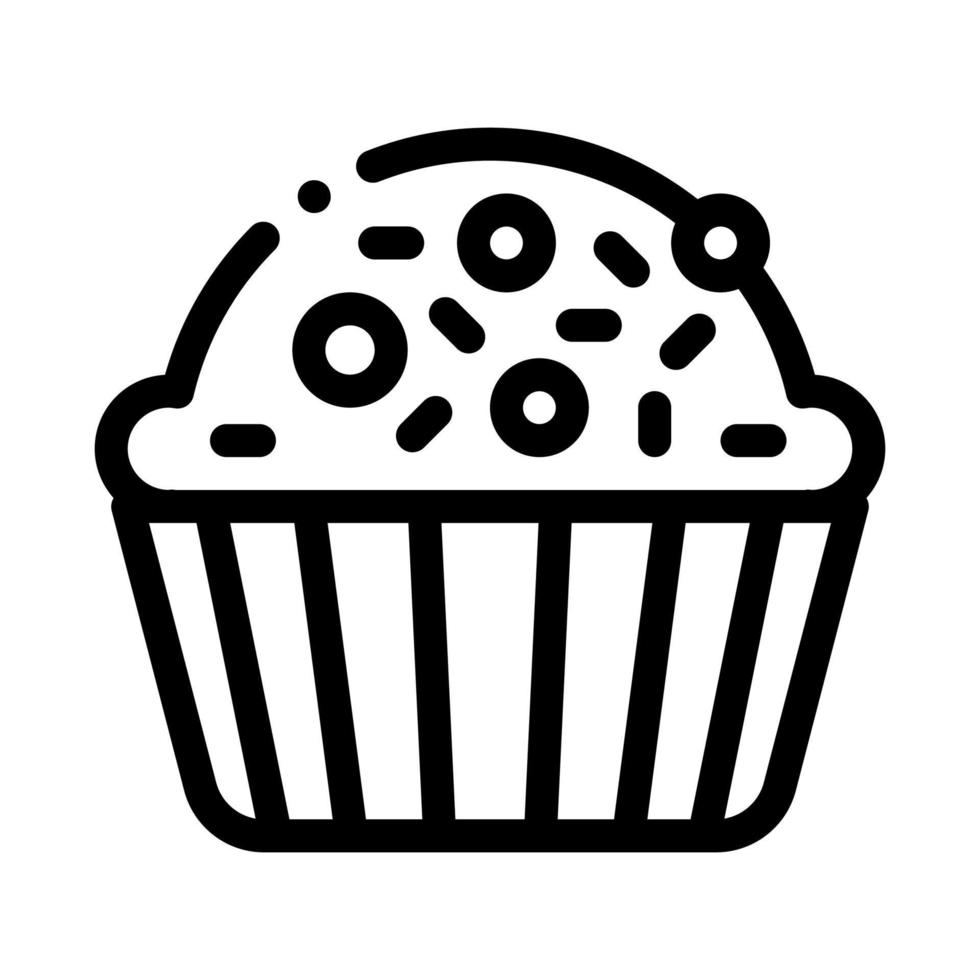 muffin delicioso ícone de comida assada vetor de linha fina