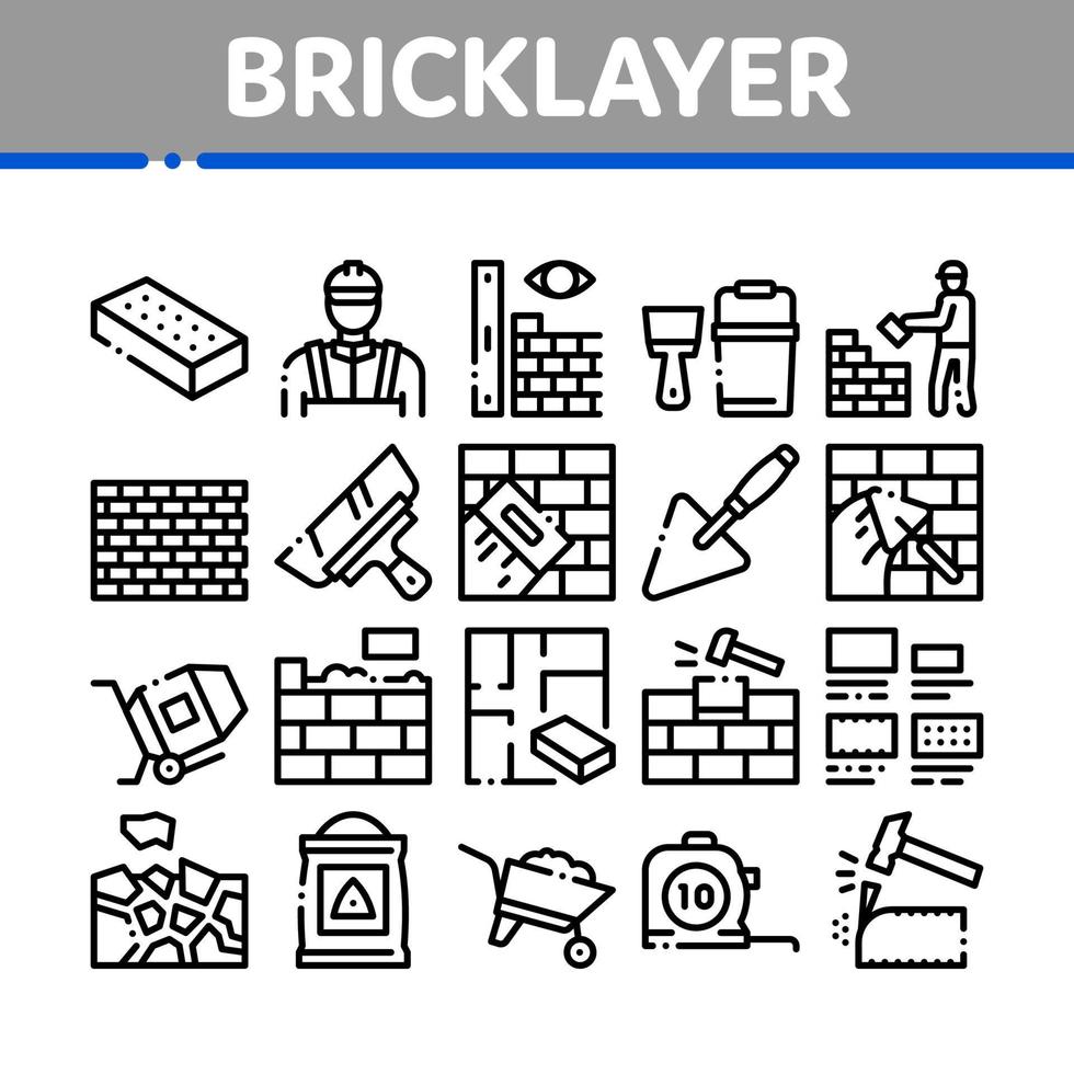 vetor de conjunto de ícones de coleção de indústria de pedreiro