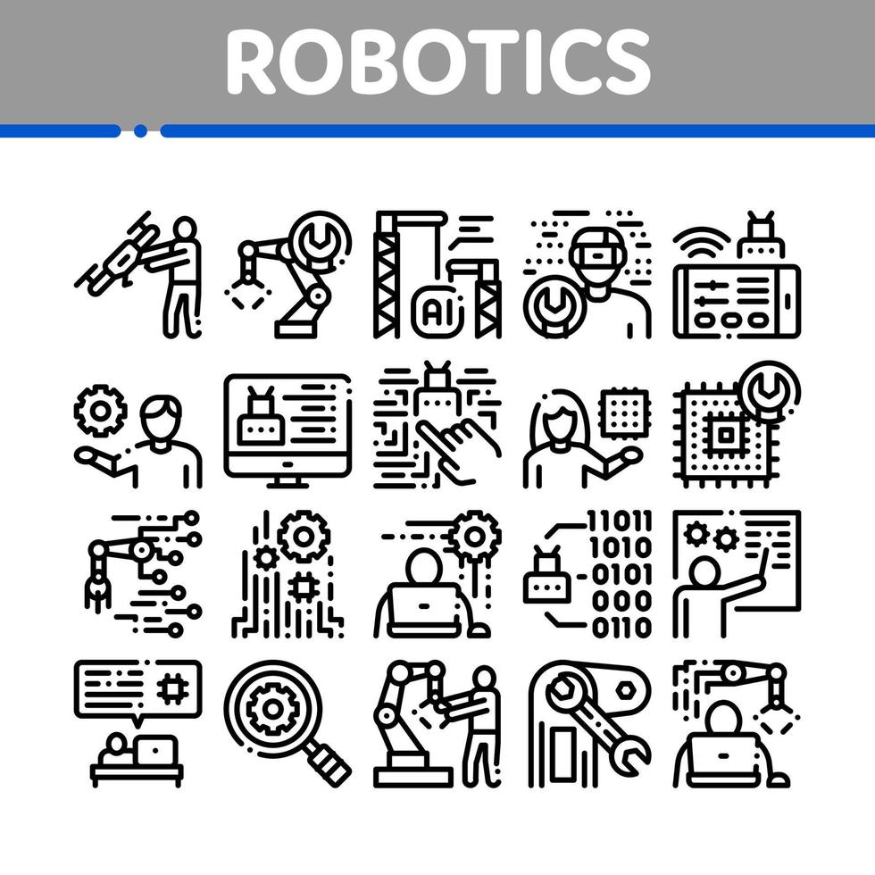 vetor de conjunto de ícones de coleção mestre de robótica