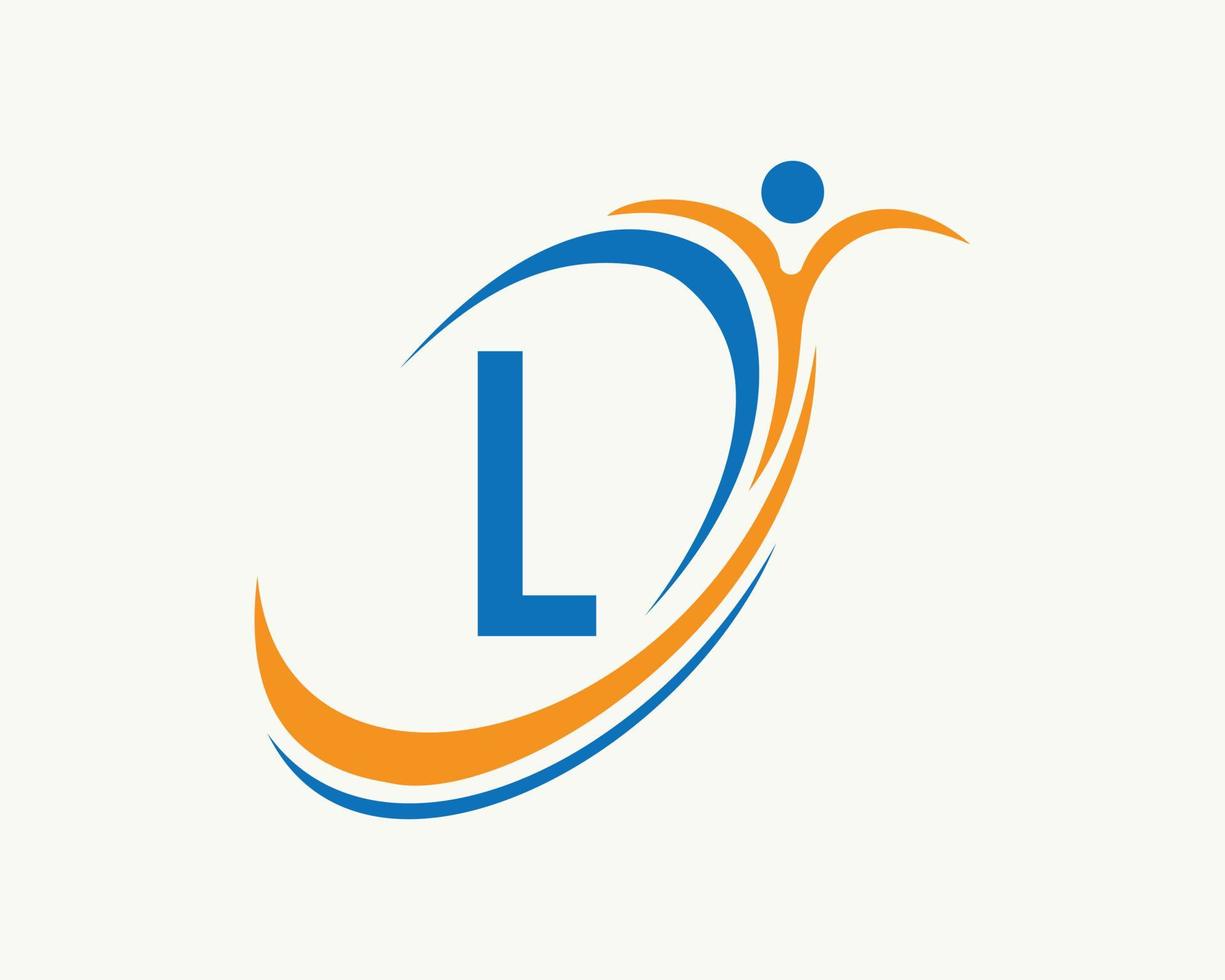 design de logotipo de aptidão letra l. bio, ícone de saúde. logotipo médico vetor