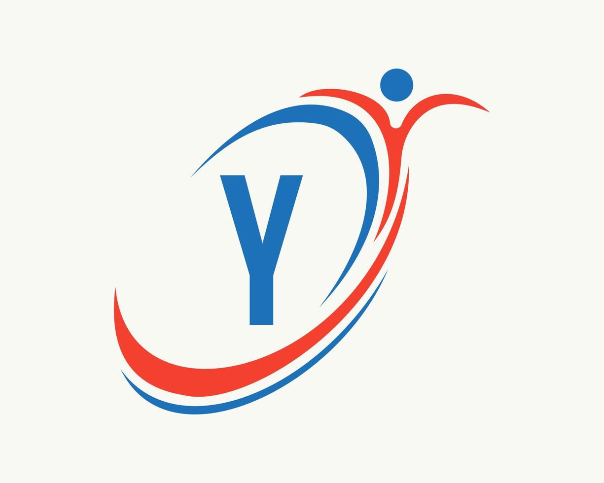 design de logotipo de aptidão letra y. bio, ícone de saúde. logotipo médico vetor