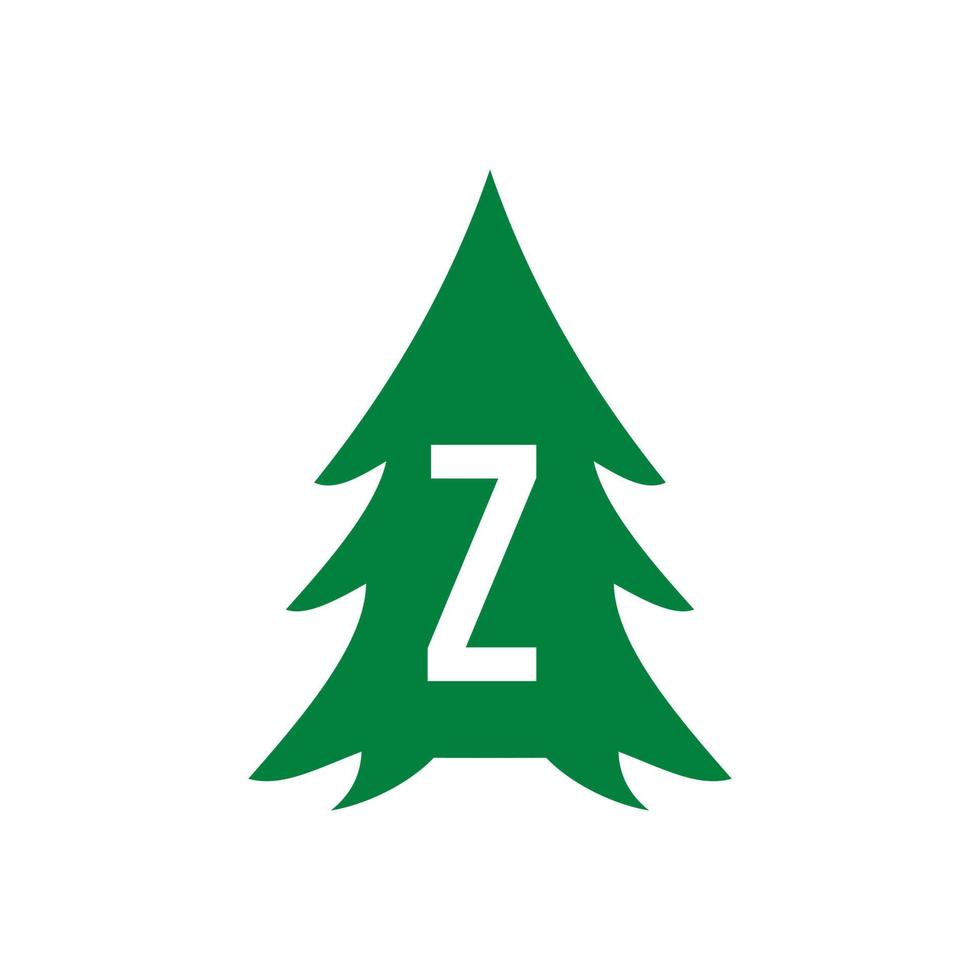 design de logotipo de pinheiro letra z vetor