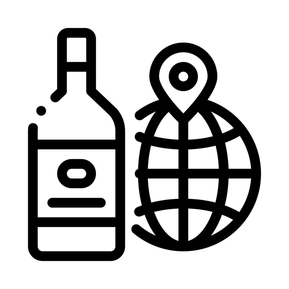 vinho tradicional em partes da ilustração de contorno do vetor ícone do mundo