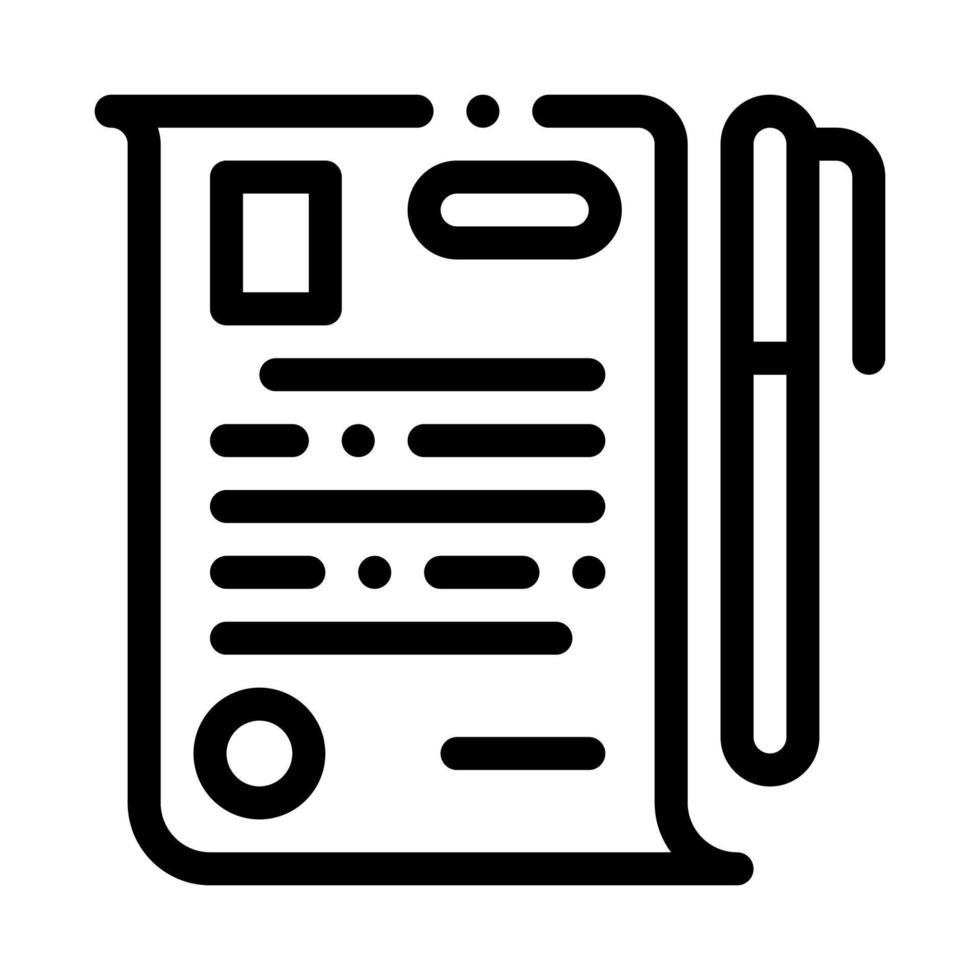 ilustração de contorno vetorial de ícone de papel de assinatura vetor