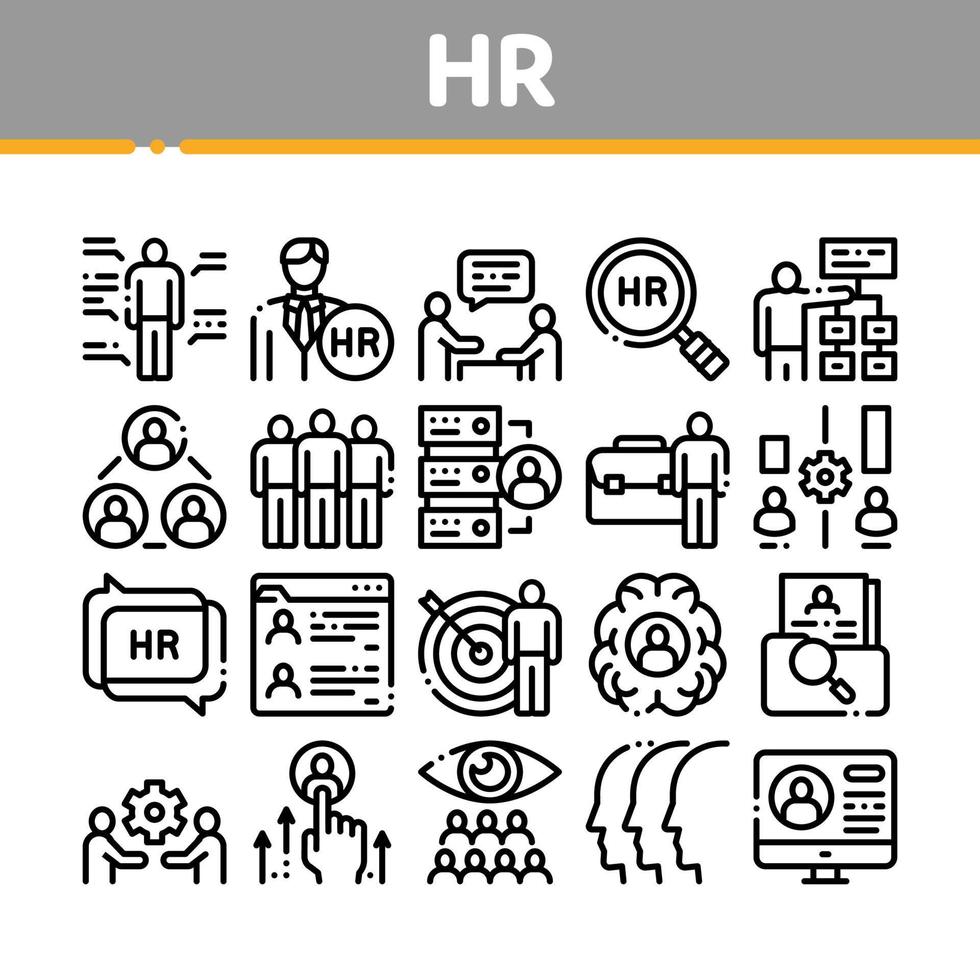 vetor de conjunto de ícones de coleção de recursos humanos de rh