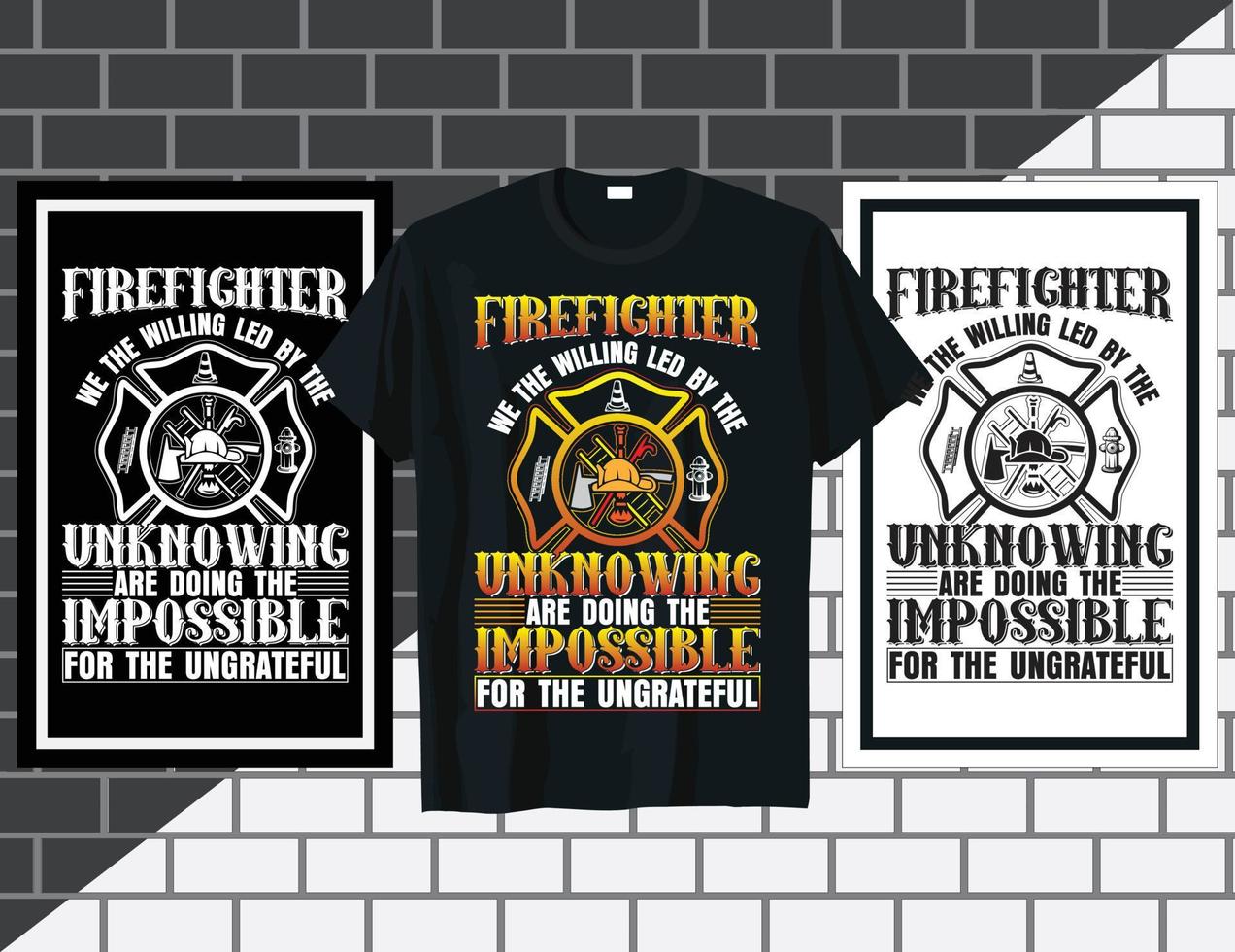 bombeiro, nós, o bombeiro disposto, citação, vetor de design de camiseta