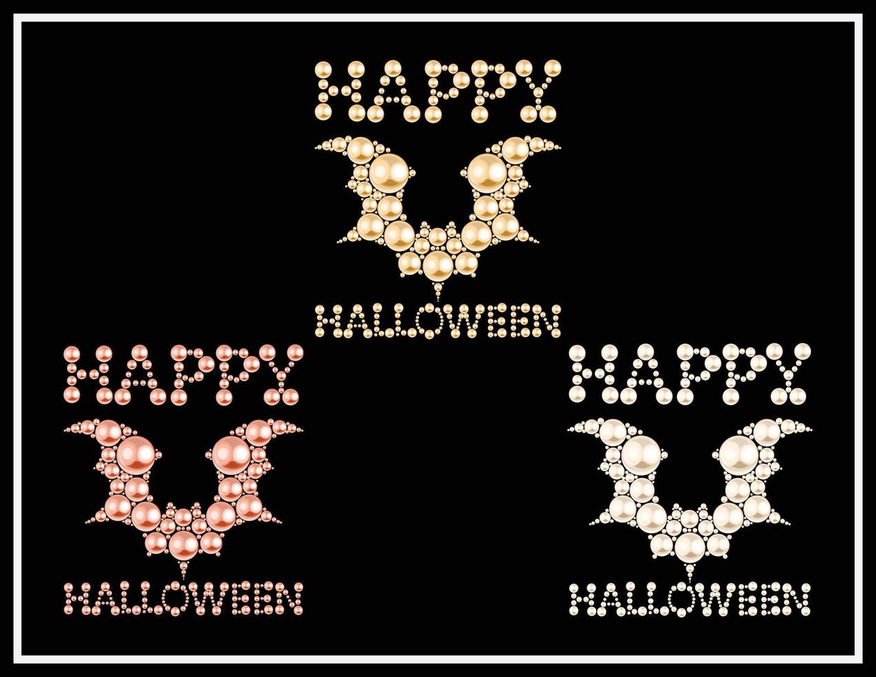 conjunto de vetores de morcego de halloween feito com strass pérola e diamante