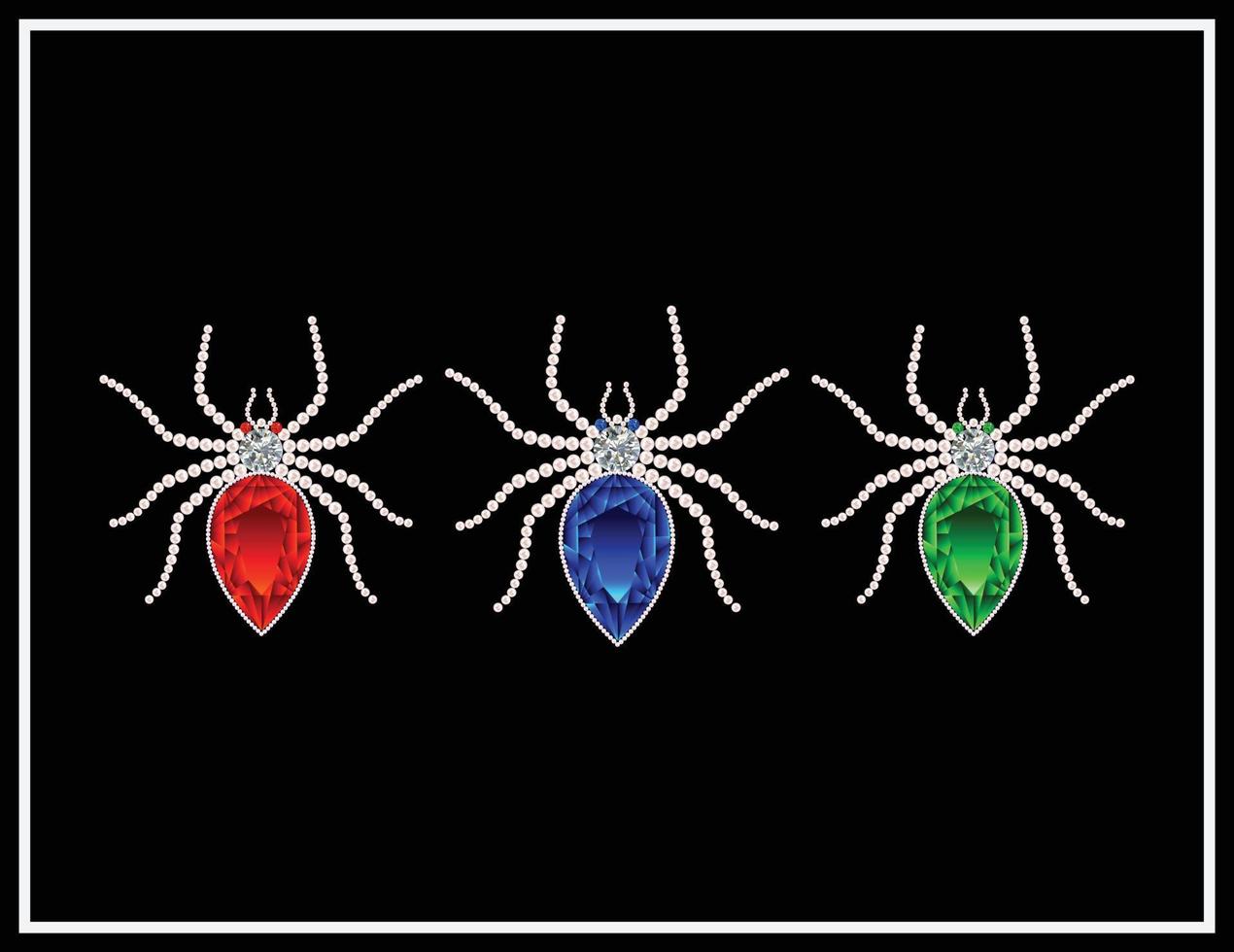 conjunto de vetores de aranha de luxo feito com strass pérola e diamante