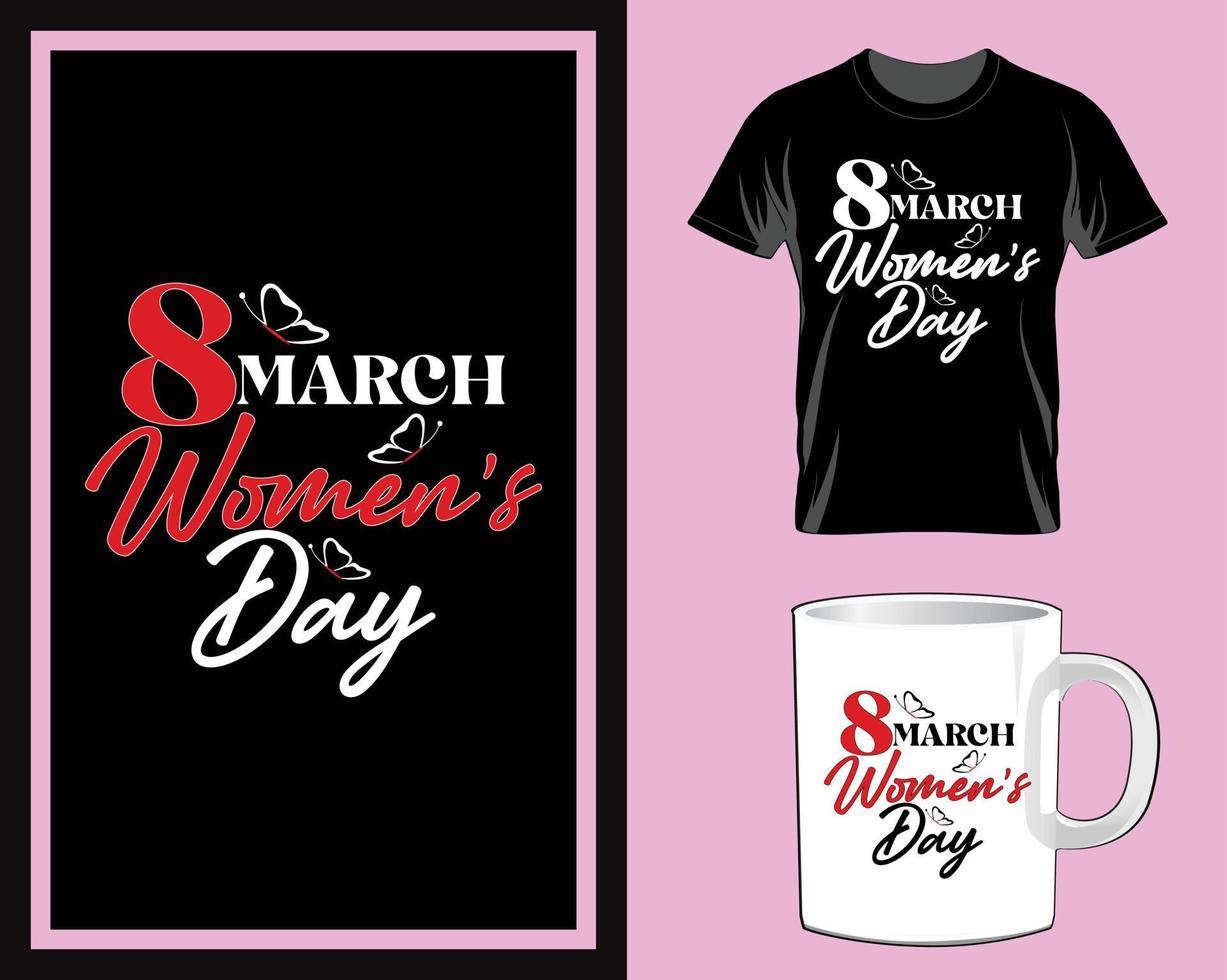 vetor de design de camiseta e caneca do 8º dia da mulher