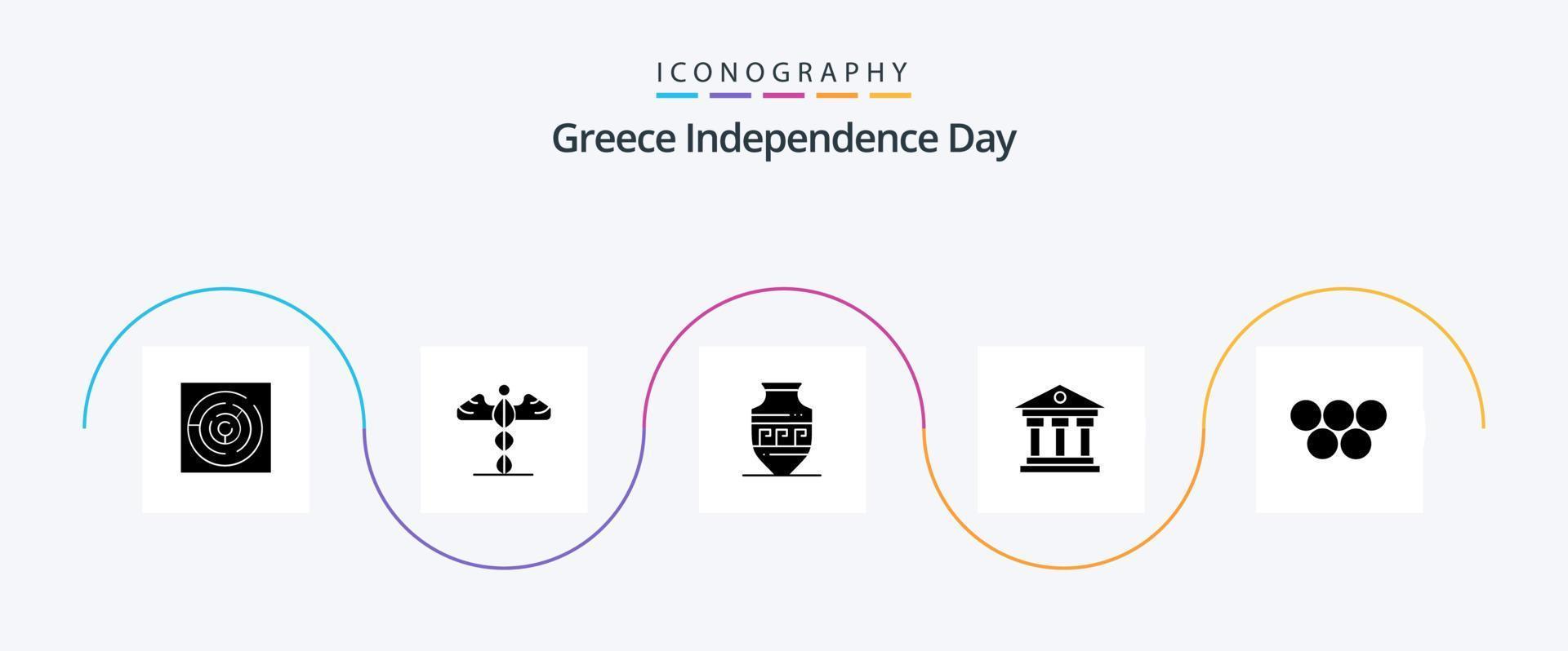 Pacote de ícones do Glifo 5 do Dia da Independência da Grécia, incluindo a Grécia. Irlanda. ânfora. dinheiro. banco vetor