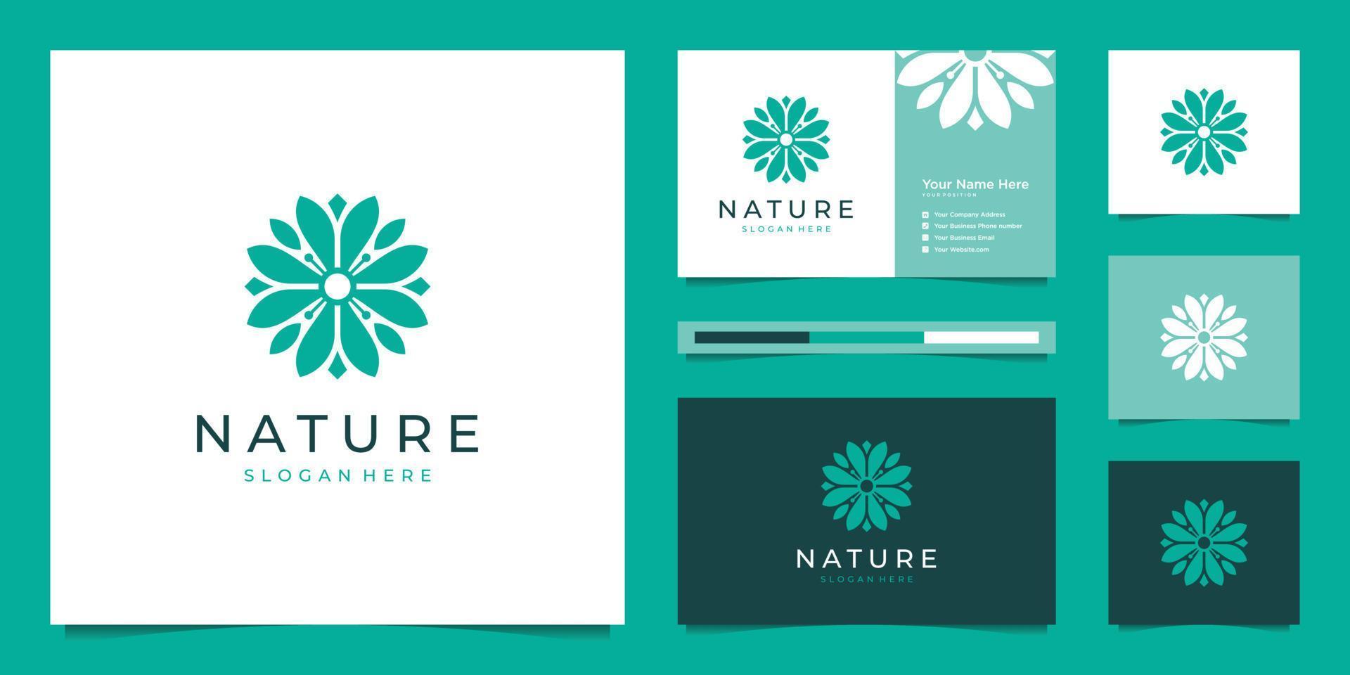 Resumo de design de logotipo de flor elegante. pode ser usado para salões de beleza, decorações, boutiques, spas, yoga, cosméticos e produtos para cuidados com a pele. vetor de cartão de visita premium