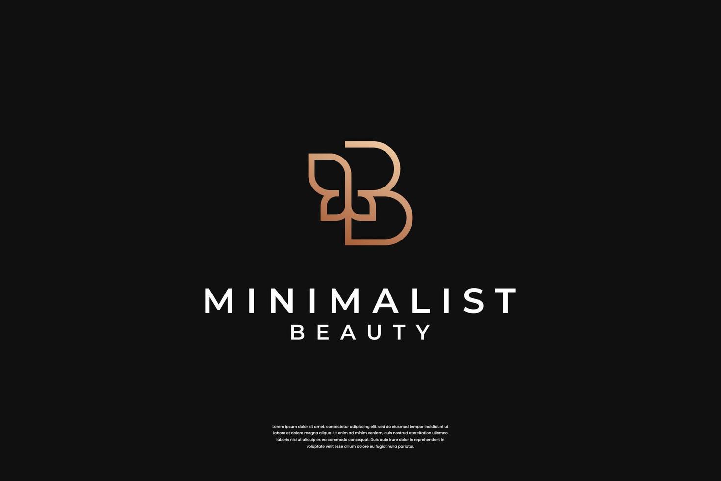 inspiração minimalista elegante inicial b e design de logotipo de folha vetor