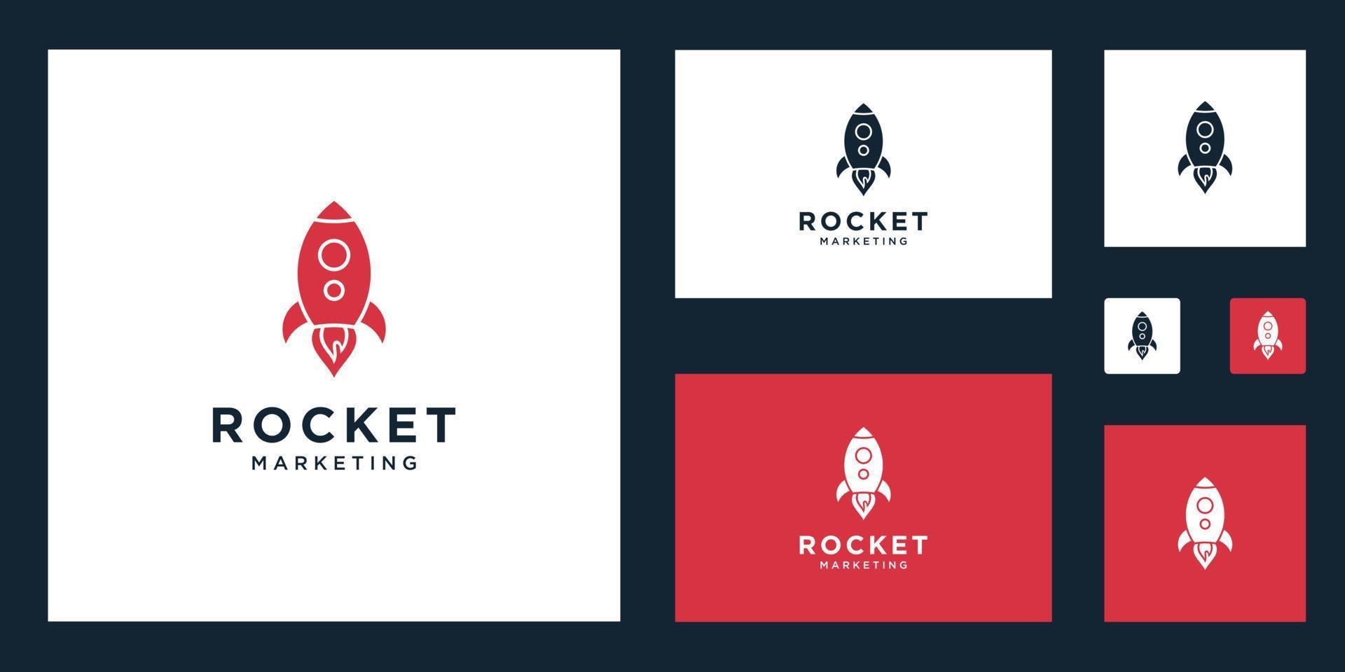 inspiração de design de logotipo abstrato de marketing de foguete vetor