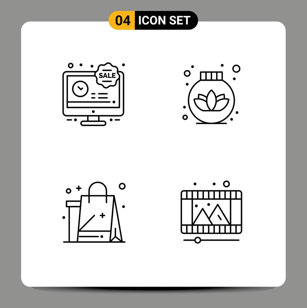 4 ícones criativos sinais e símbolos modernos de lcd novo desconto care eid elementos de design de vetores editáveis