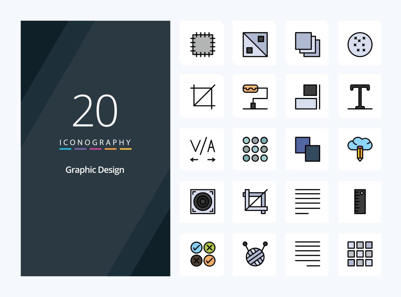20 linha de design cheia ícone para apresentação vetor