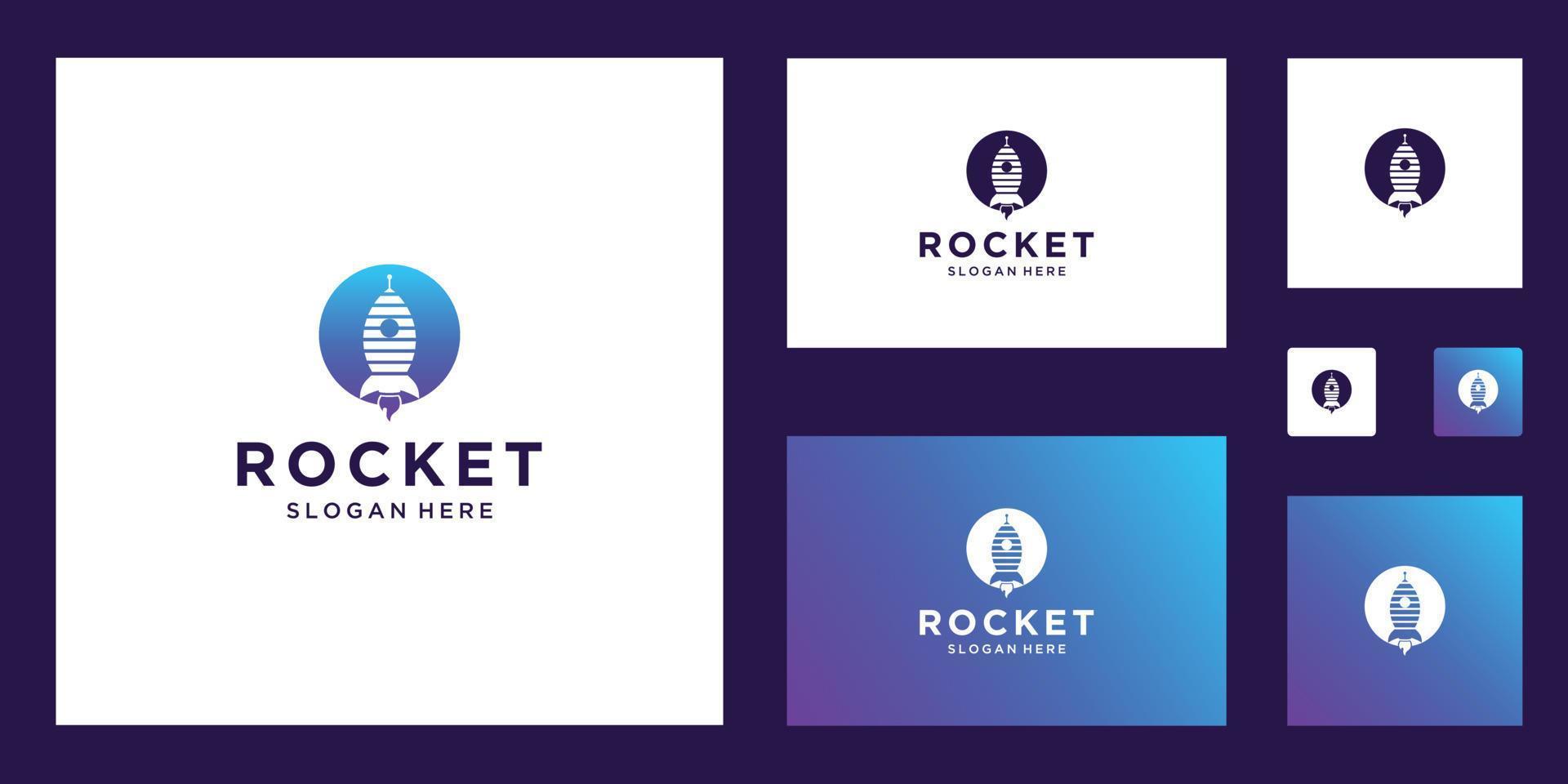 inspiração de design de logotipo abstrato de marketing de foguete vetor