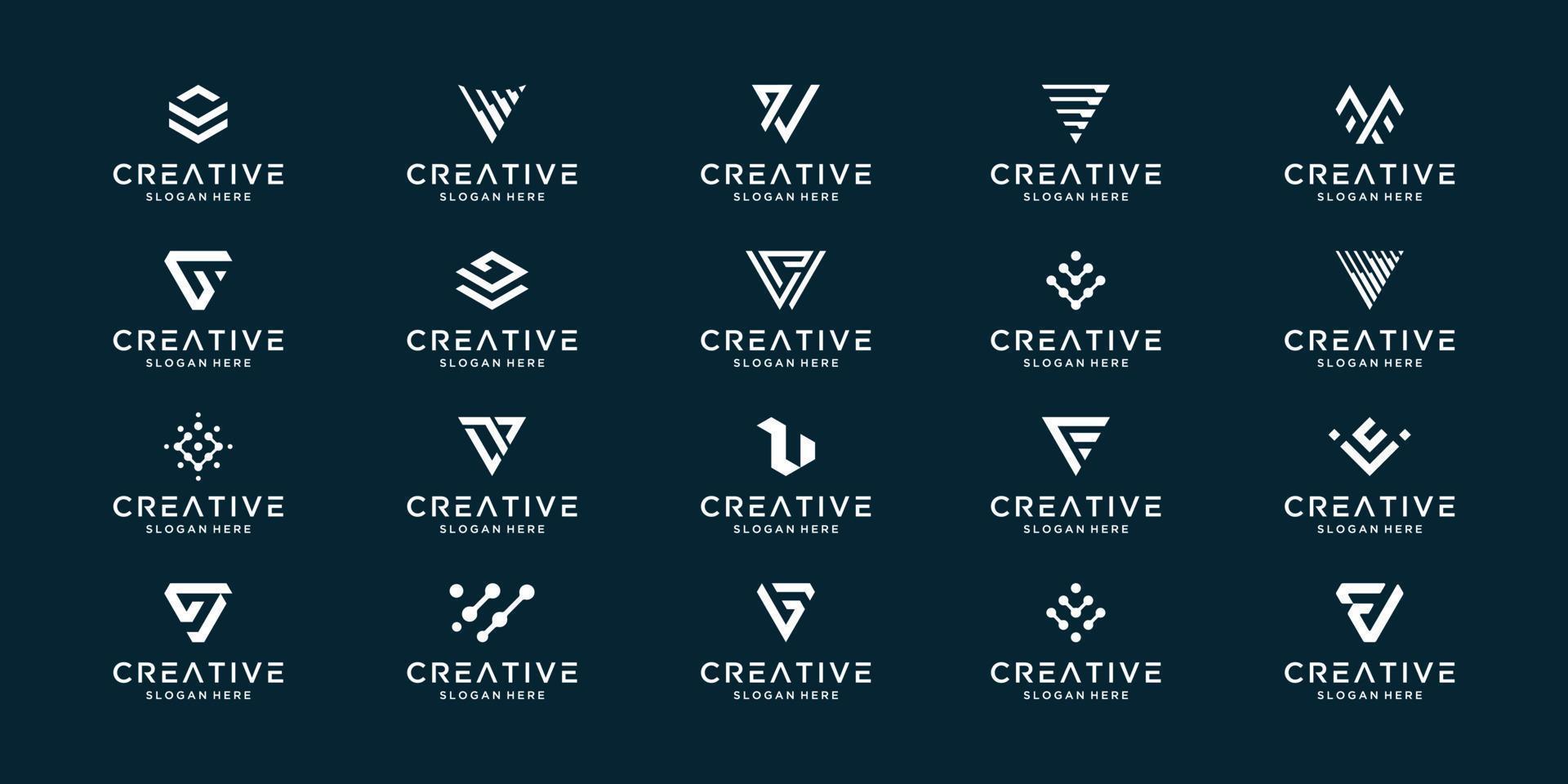conjunto de design de logotipo da letra inicial v. símbolo de design de logotipo criativo para o seu negócio, empresa, produto, etc. vetor