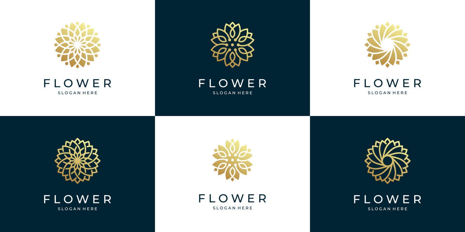 conjunto de design de logotipo de flor de luxo abstrato vetor
