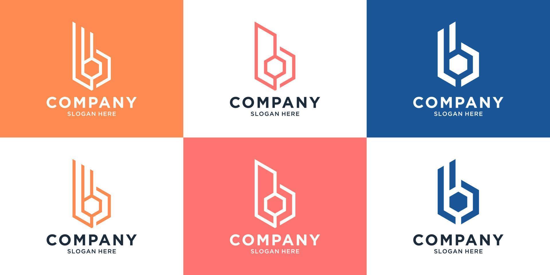 conjunto de construção de construção de logotipo criativo com coleção de design de logotipo de carta vetor