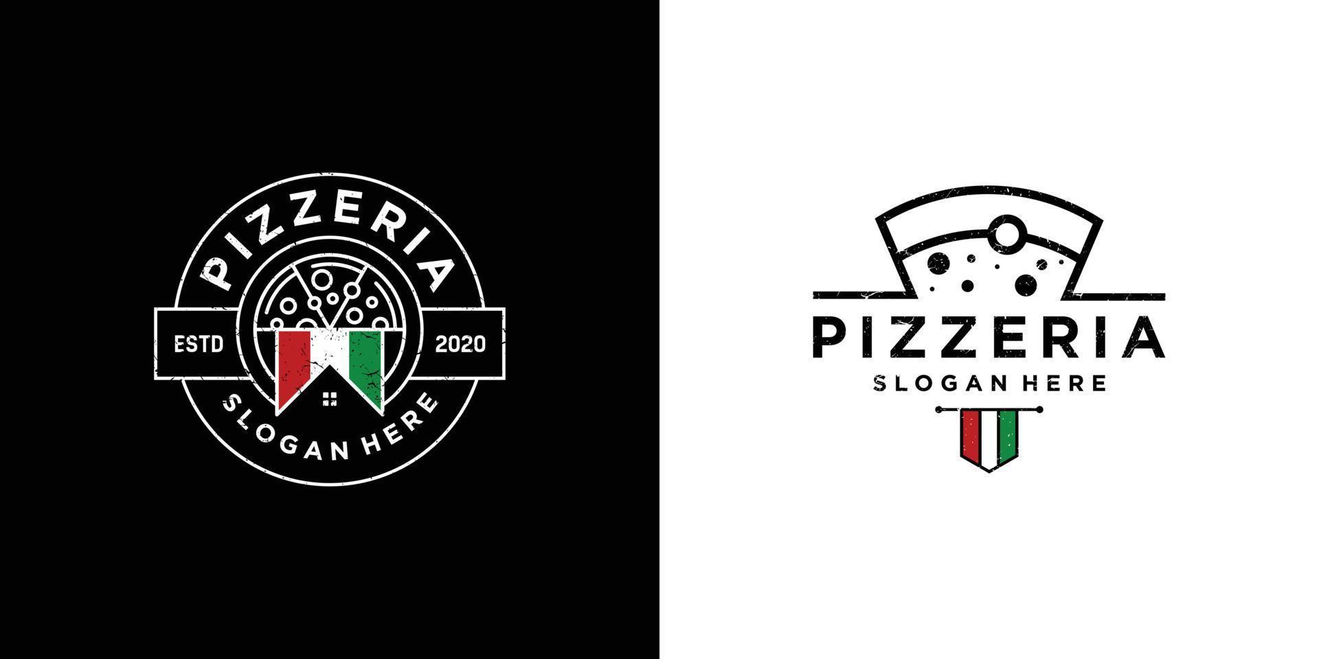logotipo de design de pizzaria italiana. símbolos para comida e bebida e restaurantes. vetor