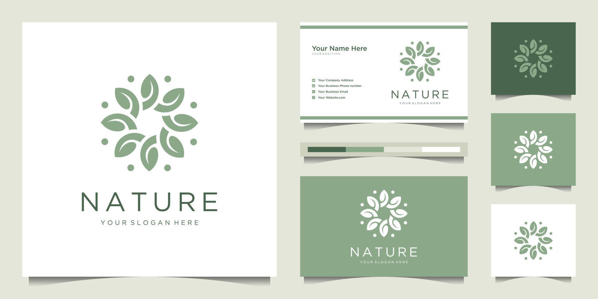 Resumo de design de logotipo de flor elegante. pode ser usado para salões de beleza, decorações, boutiques, spas, yoga, cosméticos e produtos para cuidados com a pele. vetor de cartão de visita premium