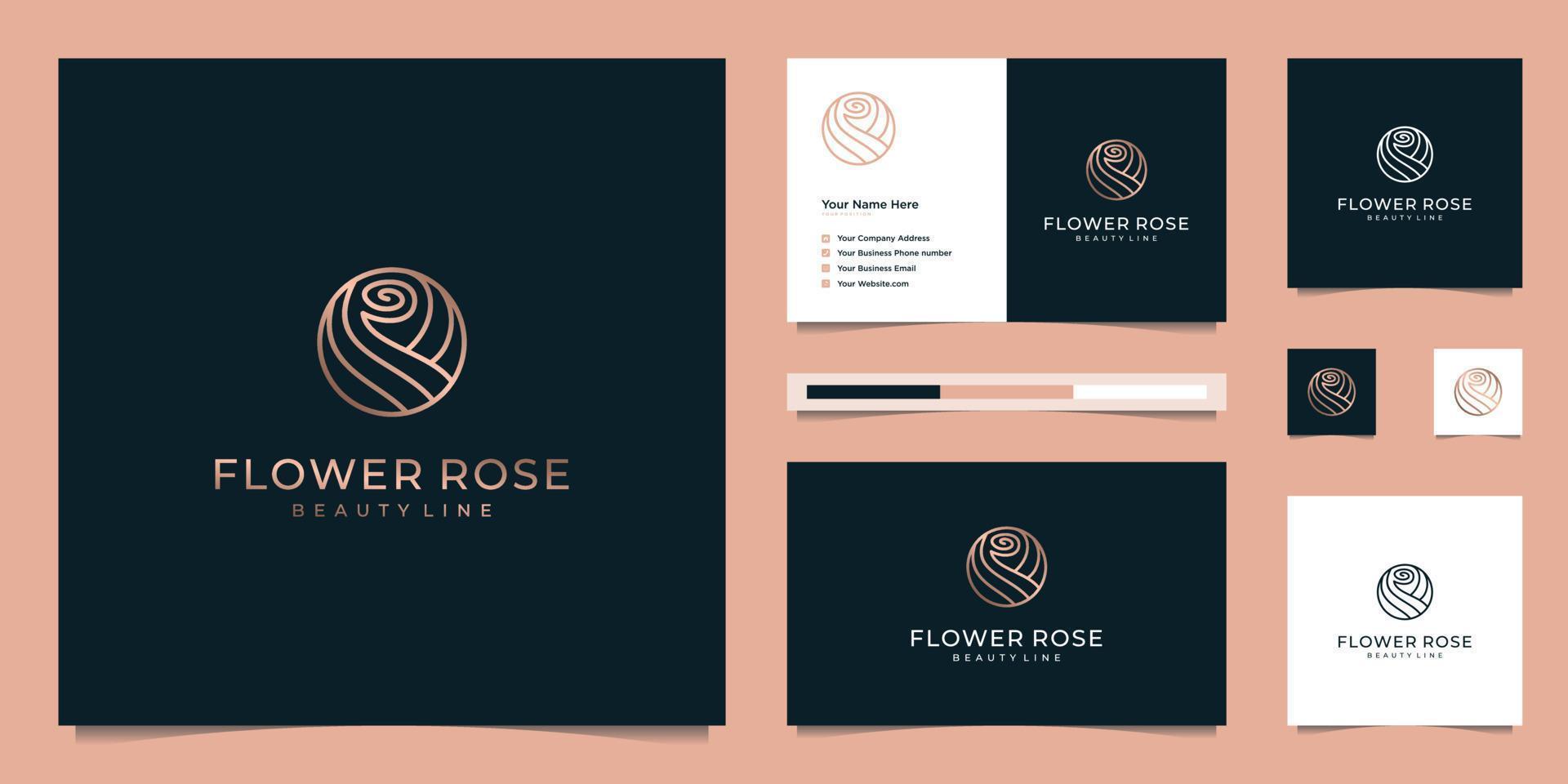 logotipo do projeto rosa. pode ser usado para cosméticos, salões de beleza, spas e cuidados com a pele. design de logotipo premium e cartões de visita. vetor