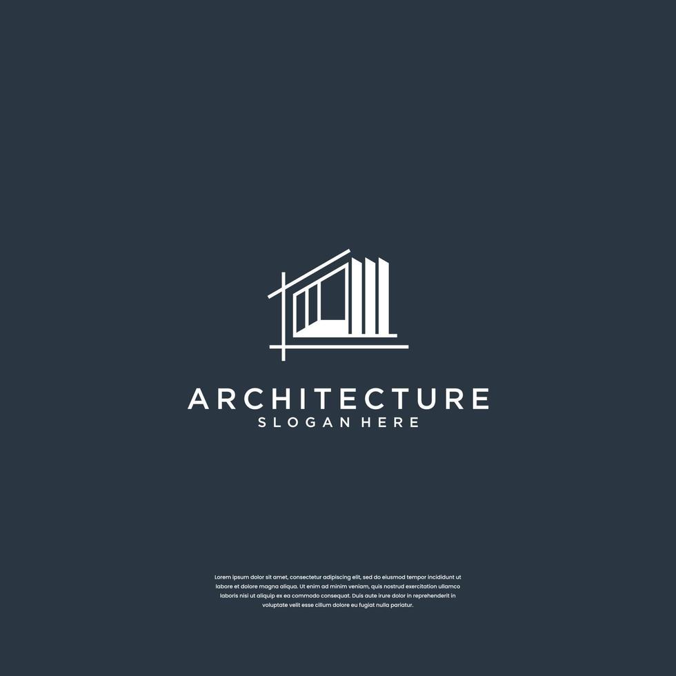 logotipo de construção com modelo de design de logotipo imobiliário de arquitetura de conceito forro vetor