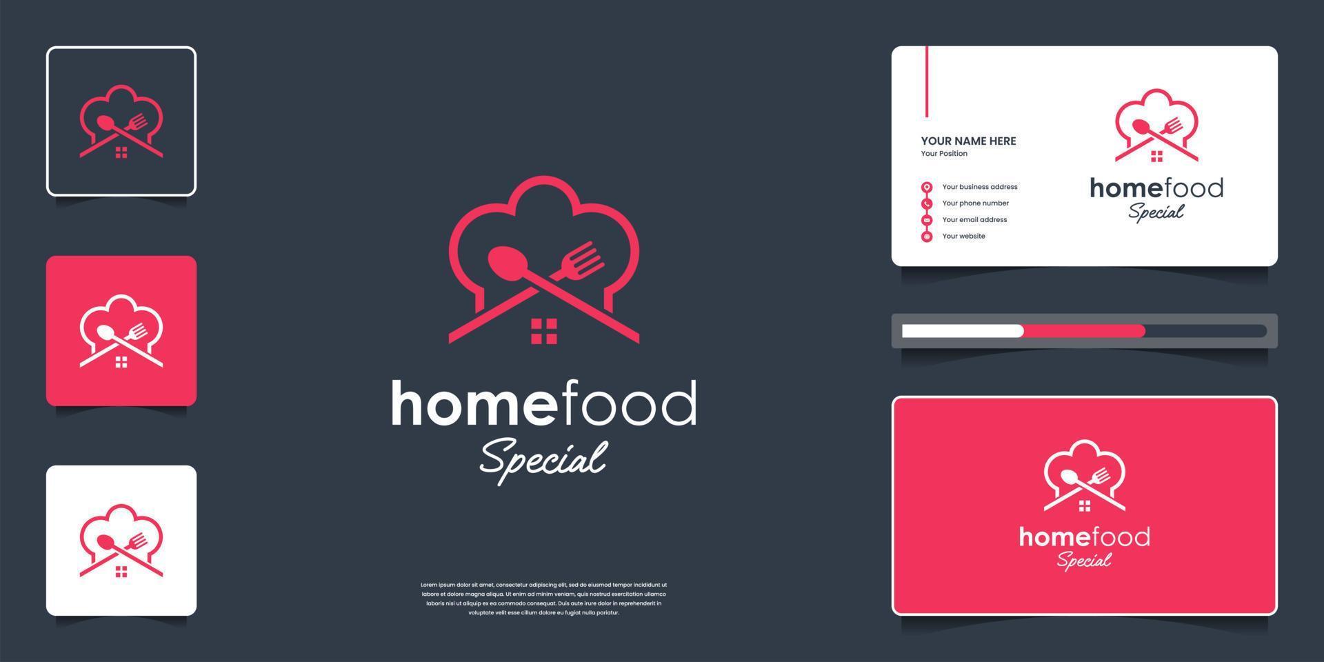 modelo de design de logotipo de restaurante criativo. símbolo para comida com marca de cartão de visita vetor