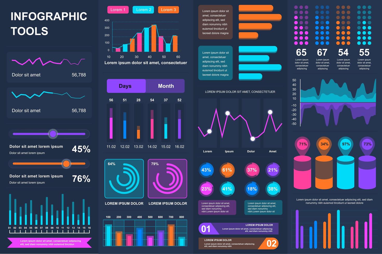 pacote infográfico ui, ux, elementos do kit. vetor