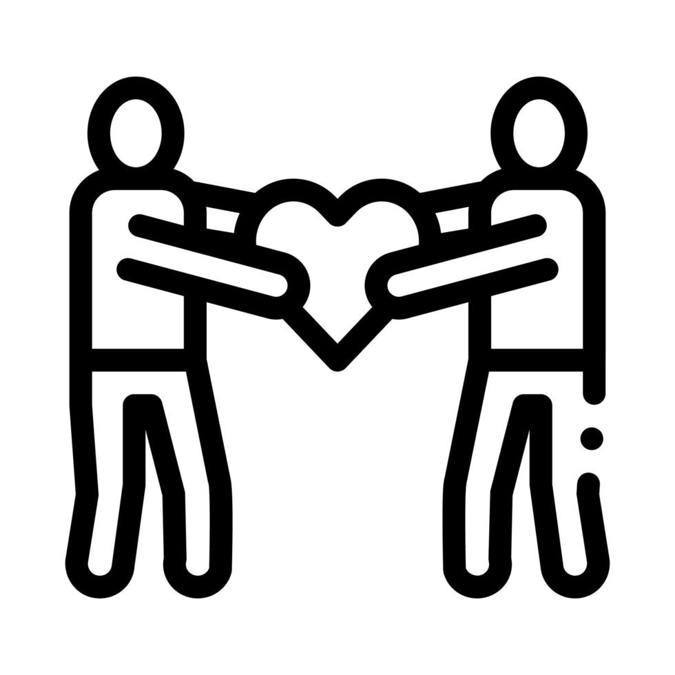 ilustração de contorno de vetor de ícone de coração de compartilhamento humano