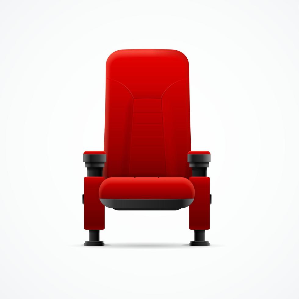 cadeira de cinema vermelha 3d detalhada realista. vetor