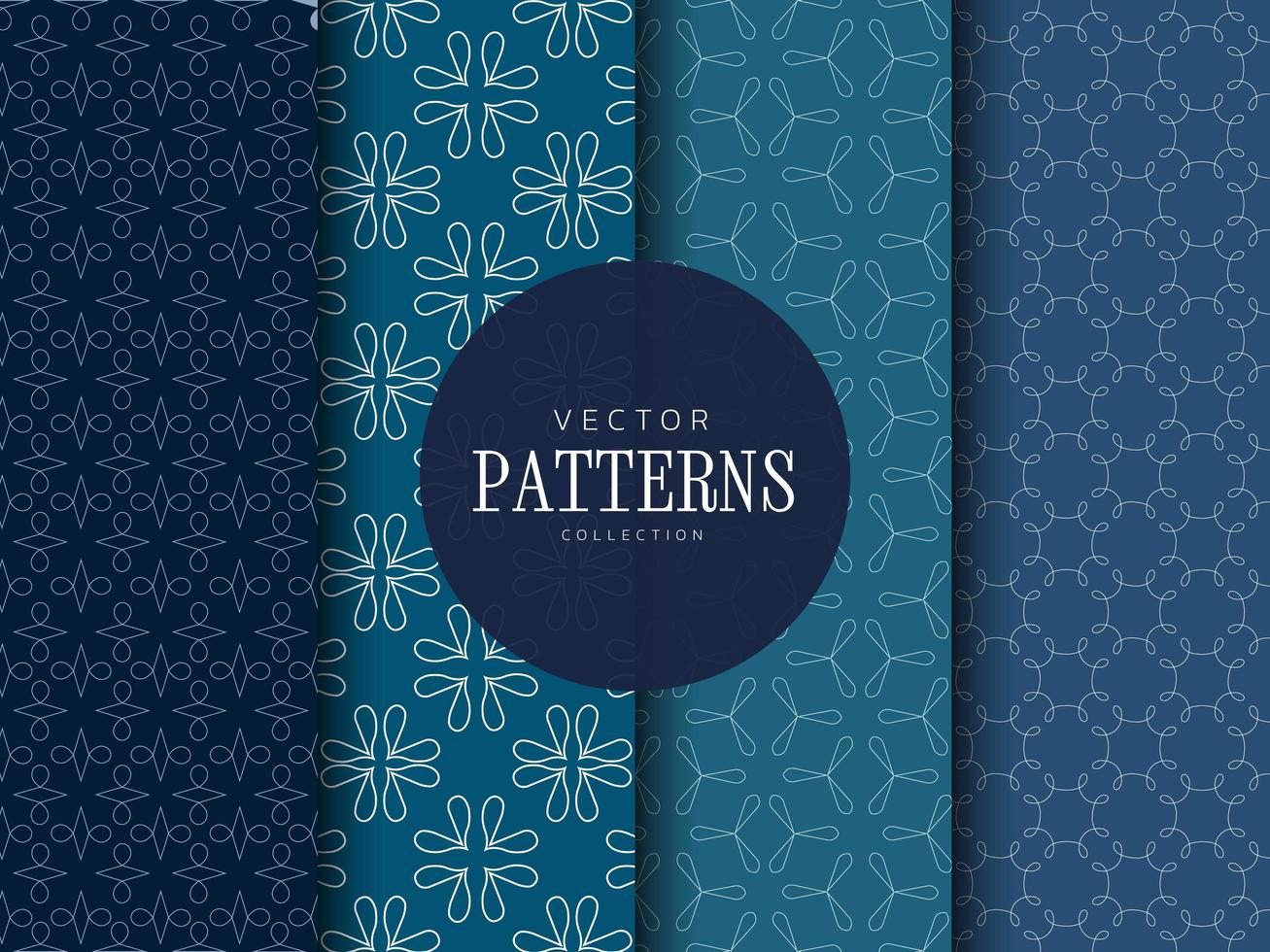 conjunto de padrão decorativo sem costura azul vetor
