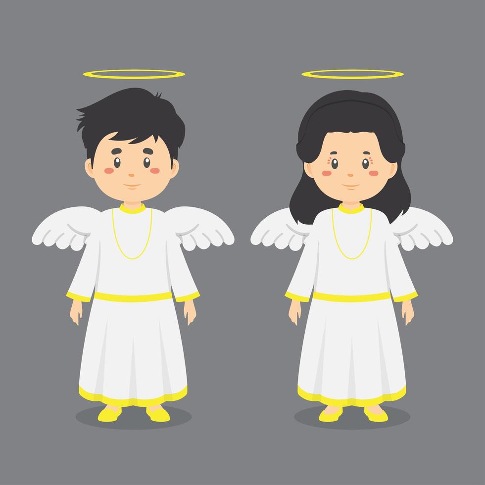 personagens vestindo roupas de anjo vetor