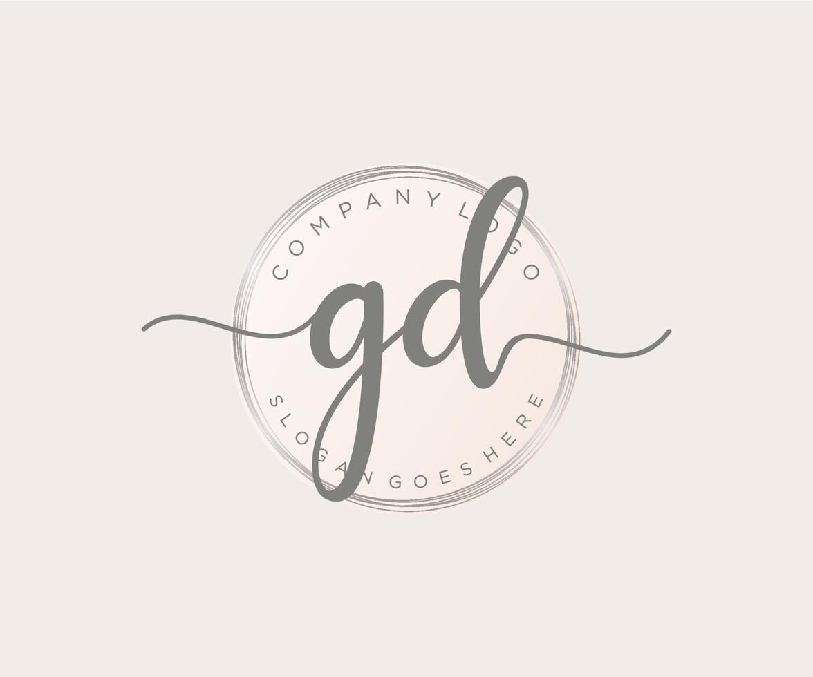 logotipo feminino gd inicial. utilizável para logotipos de natureza, salão, spa, cosméticos e beleza. elemento de modelo de design de logotipo de vetor plana.