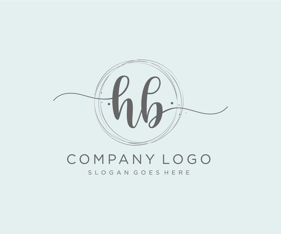 logo feminino inicial hb. utilizável para logotipos de natureza, salão, spa, cosméticos e beleza. elemento de modelo de design de logotipo de vetor plana.