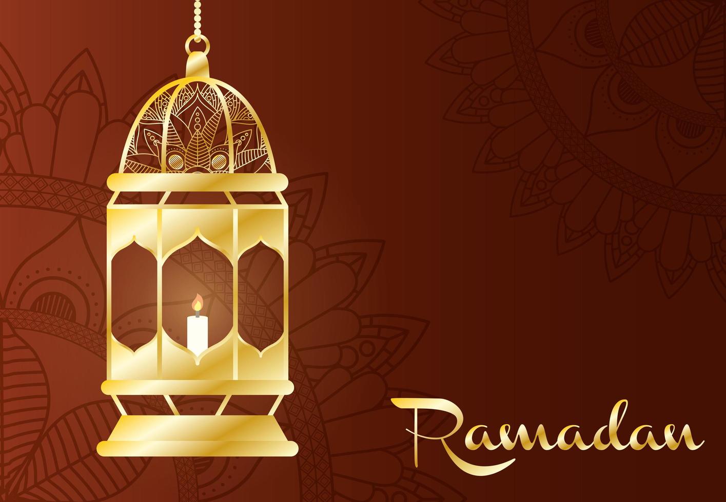 banner de celebração do ramadã com lâmpada de ouro vetor