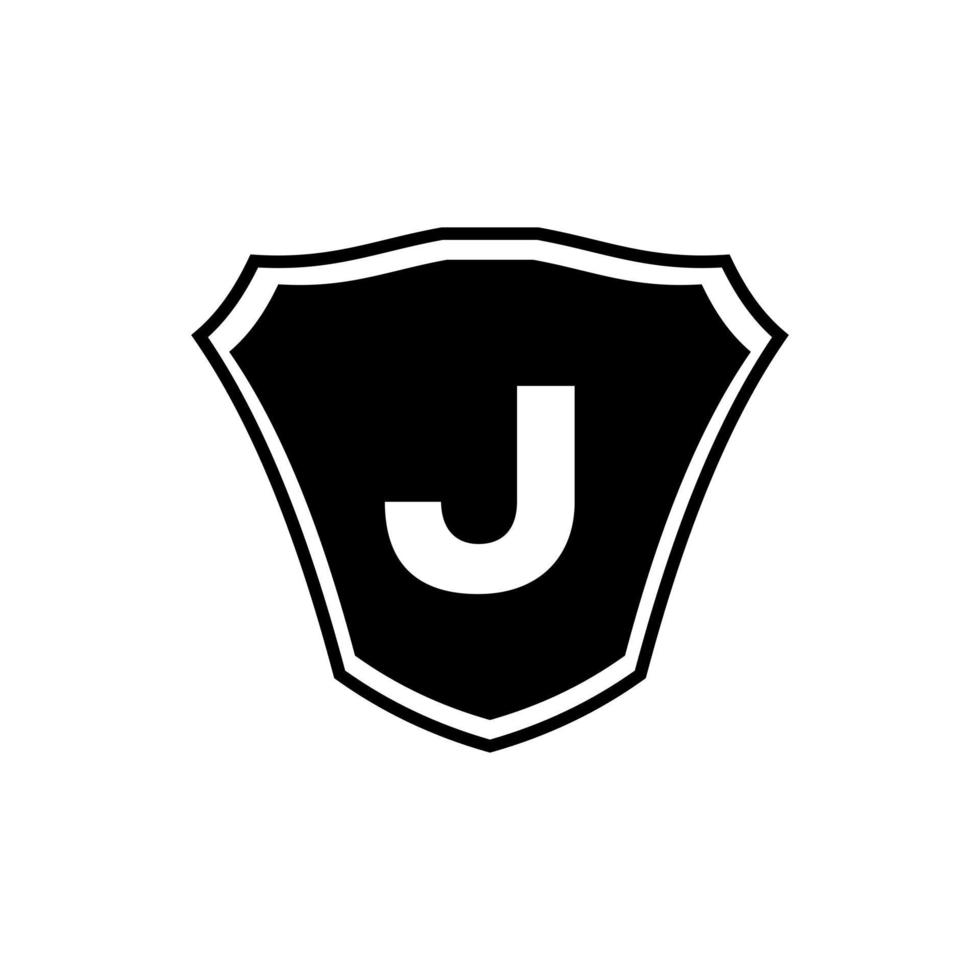 design de logotipo de escudo letra j vetor