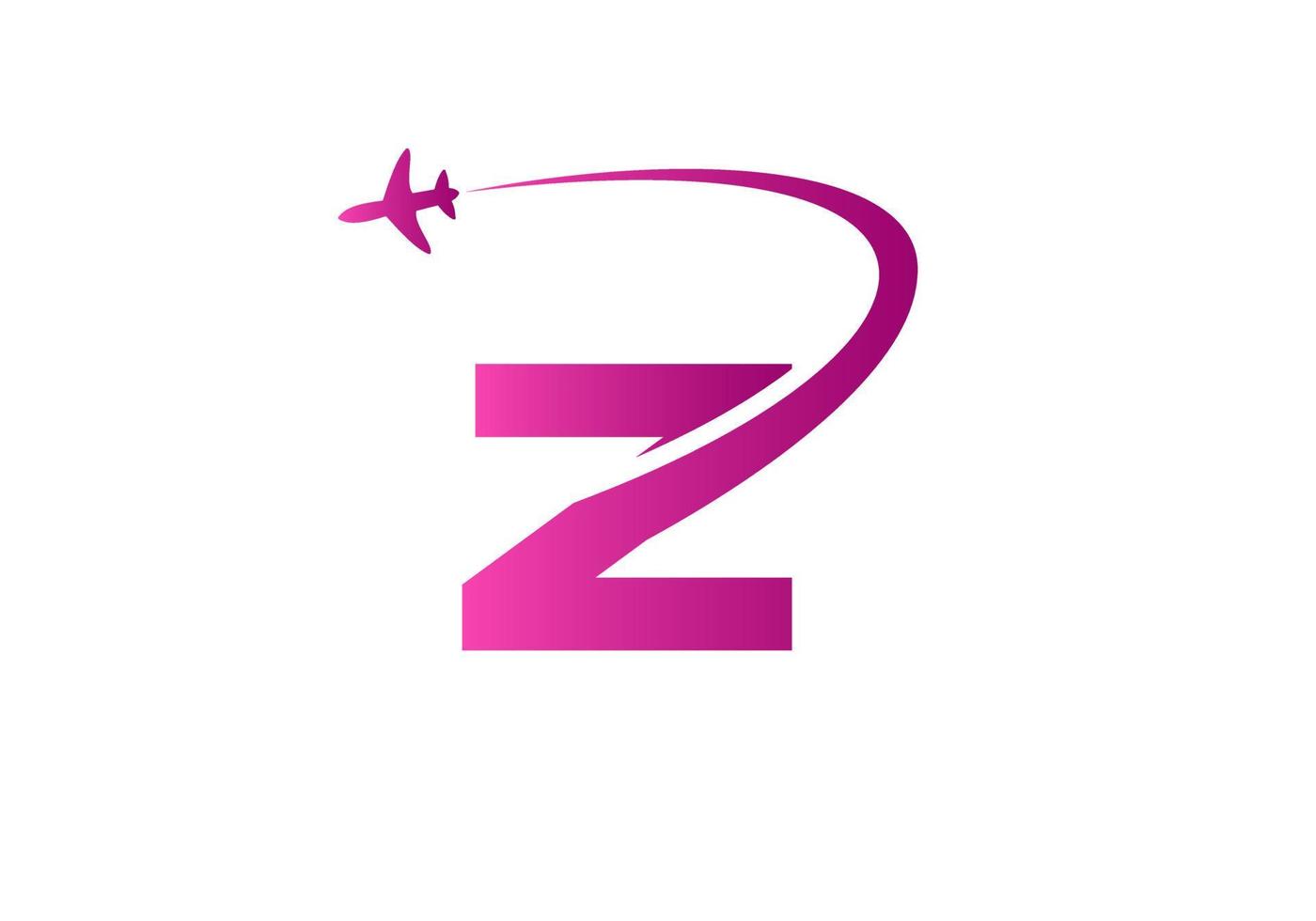 conceito de design de logotipo de viagem letra z com símbolo de avião voador vetor