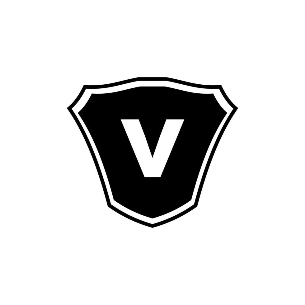 design de logotipo de escudo de letra v vetor