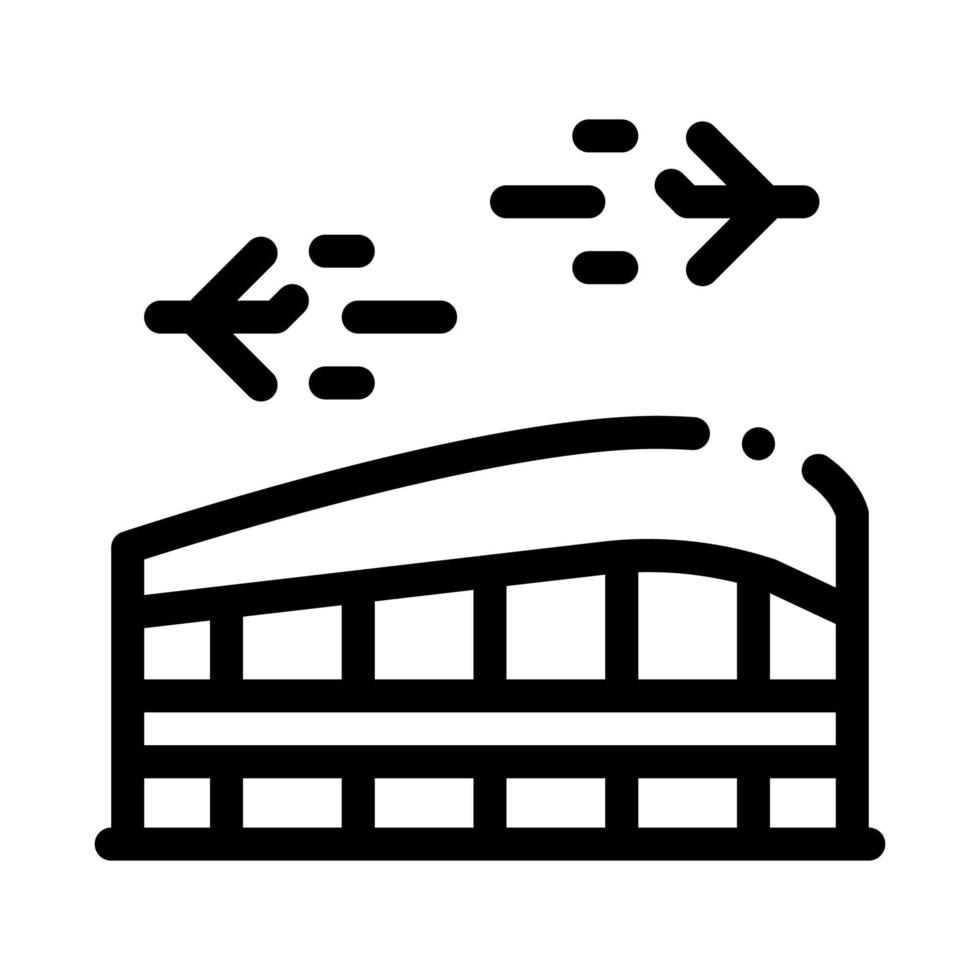 vetor de linha fina de ícone de estação de construção de aeroporto