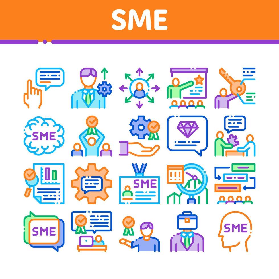 conjunto de ícones de coleção de empresa de negócios pme vetor